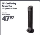 32" Oscillating Tower Fan