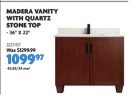 MADERA VANITY WITH QUARTZ STONE TOP - 36" X 22"
