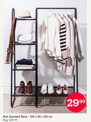 Noir Garment Rack - 100 x 40 x 150 cm