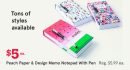 Peach Paper & Design Memo Notepad With Pen