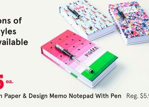 Peach Paper & Design Memo Notepad With Pen