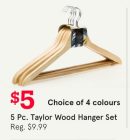 5 Pc. Taylor Wood Hanger Set