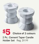 2 Pc. Cement Taper Candle Holder Set