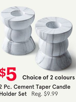 2 Pc. Cement Taper Candle Holder Set