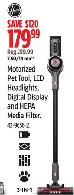 Hoover Motorized Pet Tool, LED Headlights, Digital Display and HEPA Media Filter