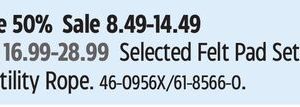 Certified Selected Felt Pad Sets or Utility Rope.