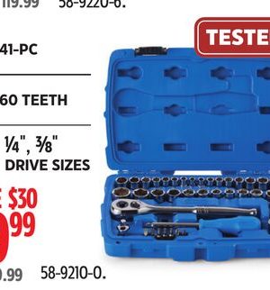 Mastercraft 41-PC 60 TEETH ¼ ", ⅜ " DRIVE SIZES