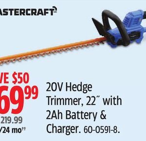 Mastercraft 20V Hedge Trimmer 22 with 2.0Ah Battery & Charger