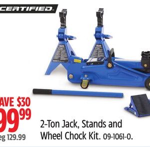 Certified 2-Ton Jack, Stands and Wheel Chock Kit