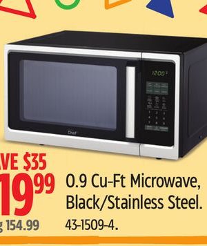 Master Chef 0.9 Cu-Ft Microwave, Black/Stainless Steel
