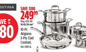 Lagostina 10-Pc Atigiano 3-Ply Clad Cookset