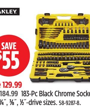 Stanley 183-Pc Black Chrome Socket Set