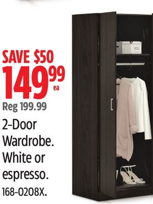 2-Door Wardrobe. White or espresso.
