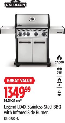 Napoleon Legend LD4X Stainless-Steel BBQ with Infrared Side Burner.