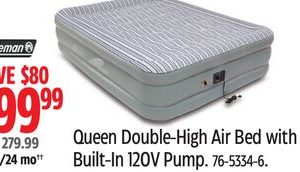 Coleman Queen Double-High Air Bed with Built-In 120V Pump