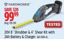Yardworks 20V 8" Shrubber & 4" Shear Kit with 2Ah Battery & Charger