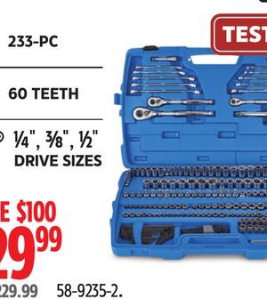 Mastercraft Socket Set, 233-pc, SAE / Metric, Nickel-Chrome Plating