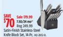Satin-Finish Stainless-Steel Knife Block Set
