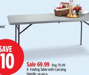 For Living 6´ Folding Table with Carrying Handle