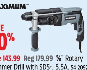 Maximum 5⁄8˝ Rotary Hammer Drill with SDS+, 5.5A.