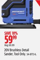 Mastercraft 20V Brushless Detail Sander, Tool Only