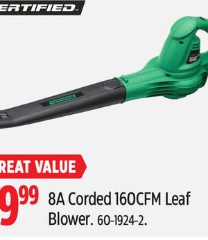 Certified 8A Corded 160CFM Leaf Blower