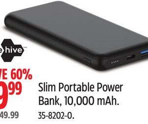 Bluehive Slim Portable Power Bank, 10,000 mAh