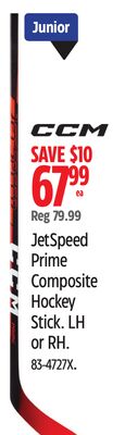 CCM JetSpeed Prime Composite Hockey Stick. LH or RH