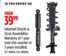 Selected Shocks & Strut Assemblies. Warranty of 1 year over-the-counter or 3 years installed