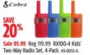 Cobra RX100-4 Kids' Two-Way Radio Set, 4-Pack