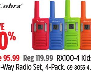 Cobra RX100-4 Kids' Two-Way Radio Set, 4-Pack