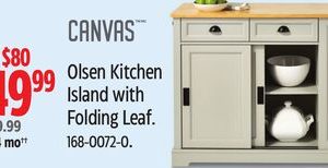 Canvas Olsen Kitchen Island with Folding Leaf.