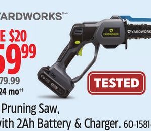 Yardworks 20V Pruning Saw, 6" with 2Ah Battery & Charger