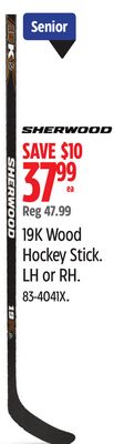 Sherwood 19K Wood Hockey Stick. LH or RH