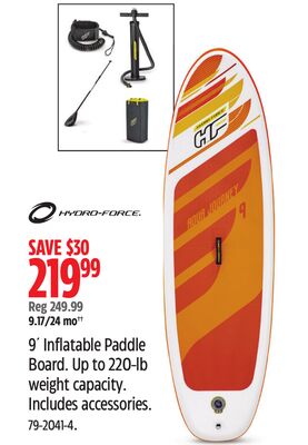 Bestway 9´ Inflatable Paddle Board. Up to 220-lb weight capacity. Includes accessories