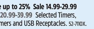 Type-A Selected Timers, Dimmers and USB Receptacles