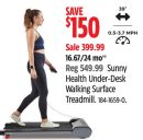 Sunny Health Under-Desk Walking Surface Treadmill