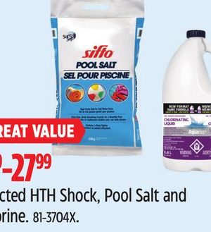 Selected HTH Shock, Pool Salt and Chlorine