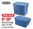 Rubbermaid Selected Storage Totes.