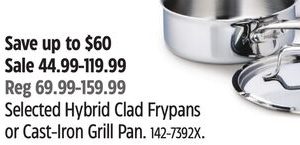 Selected Hybrid Clad Frypans or Cast-Iron Grill Pan