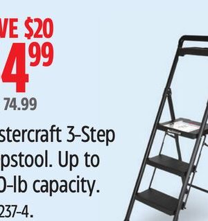 Mastercraft 3-Step Stepstool. Up to 300-lb capacity.