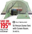 Outbound 10-Person Dome Tent with Screen Room.