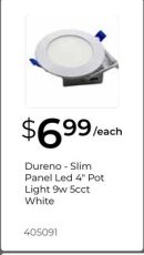 Dureno - Slim Panel Led 4" Pot Light 9w 5cct White