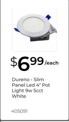 Dureno - Slim Panel Led 4" Pot Light 9w 5cct White