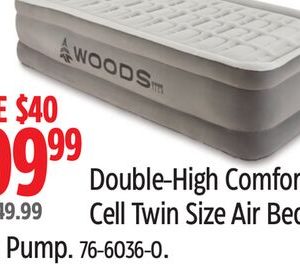 Woods Double-High Comfort Cell Twin Size Air Bed with Pump