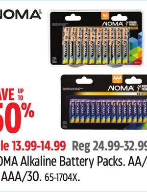 NOMA Alkaline Battery Packs.