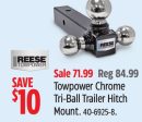 Reese Towpower Chrome Tri-Ball Trailer Hitch Mount. .