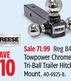 Reese Towpower Chrome Tri-Ball Trailer Hitch Mount. .