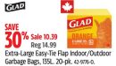 Glad Extra-Large Easy-Tie Flap Indoor/Outdoor Garbage Bags, 135L. 20-pk