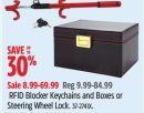 Autotrends RFID Blocker Keychains and Boxes or Steering Wheel Lock